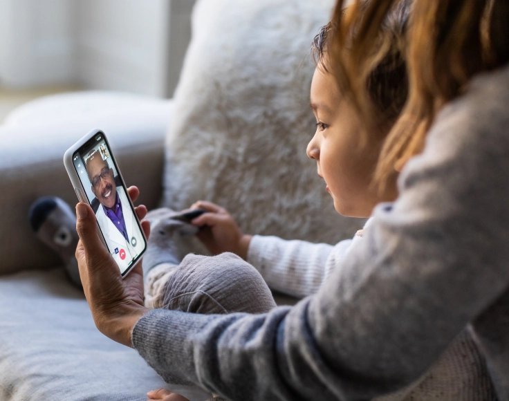 Mother and child in telemedicine call